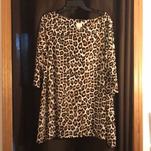 Chico’s 3/4 sleeve cheetah print tunic - size 2